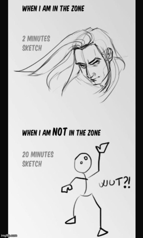 Yea, I’m never in the zone | image tagged in shitpost,drawing | made w/ Imgflip meme maker