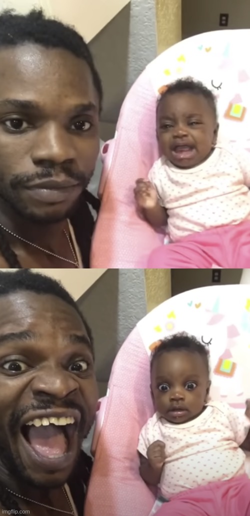Guy screaming at baby Blank Meme Template