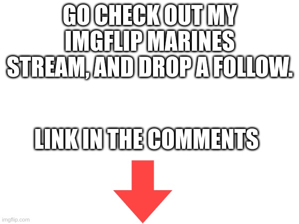 Go follow that stream and post if you want. | GO CHECK OUT MY IMGFLIP MARINES STREAM, AND DROP A FOLLOW. LINK IN THE COMMENTS | image tagged in memes | made w/ Imgflip meme maker