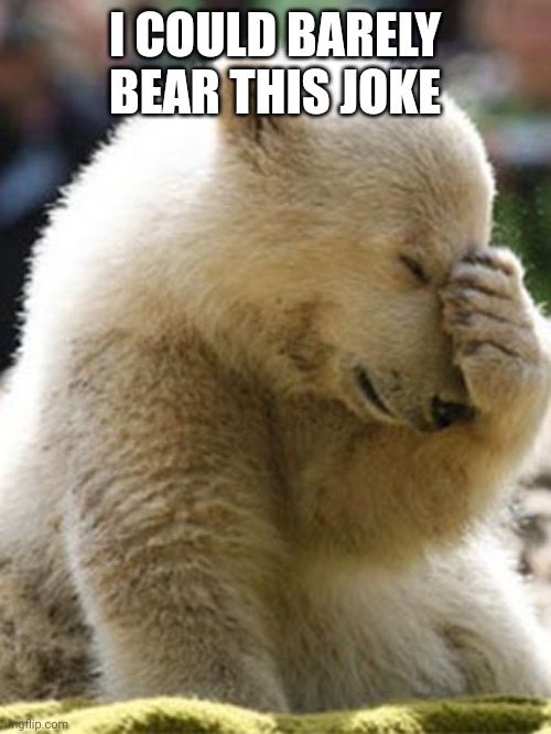 Facepalm Bear Meme | I COULD BARELY BEAR THIS JOKE | image tagged in memes,facepalm bear | made w/ Imgflip meme maker