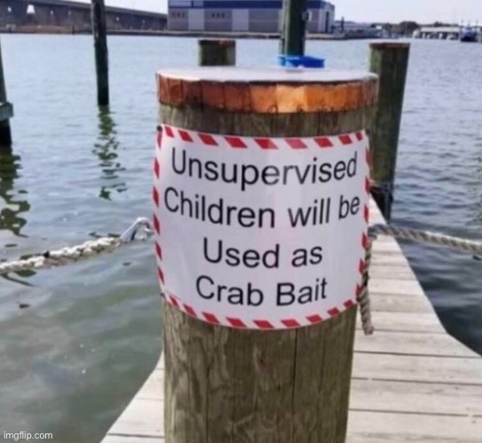 Crab Bait?!?! | image tagged in memes,funny,signs,funny signs,stupid signs,sign | made w/ Imgflip meme maker