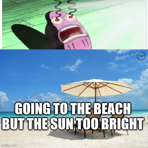 Beach | GOING TO THE BEACH BUT THE SUN TOO BRIGHT | image tagged in beach | made w/ Imgflip meme maker