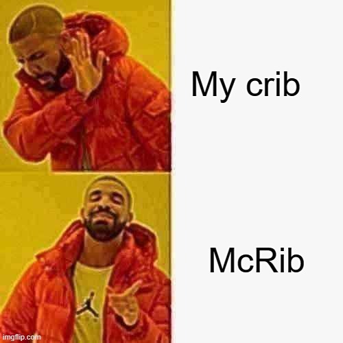 Feeling McWeird about this? | My crib; McRib | image tagged in memes | made w/ Imgflip meme maker