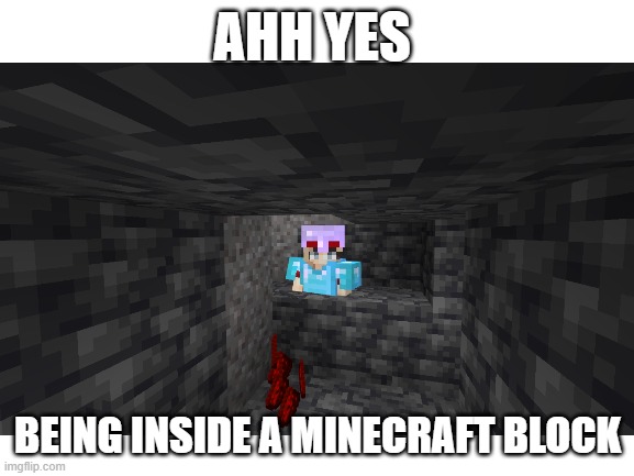 um | AHH YES; BEING INSIDE A MINECRAFT BLOCK | made w/ Imgflip meme maker