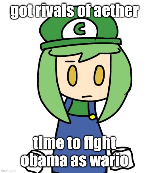 corigi | got rivals of aether; time to fight obama as wario | image tagged in corigi | made w/ Imgflip meme maker