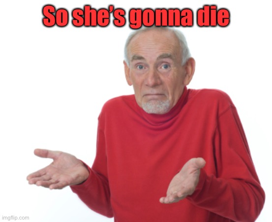 Guess I'll die  | So she’s gonna die | image tagged in guess i'll die | made w/ Imgflip meme maker