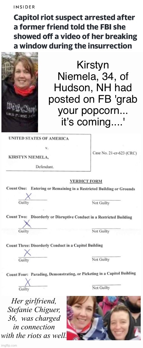 Grab Your Popcorn, She's Guilty | image tagged in terrorist,treason,traitor,vandalism,criminals | made w/ Imgflip meme maker