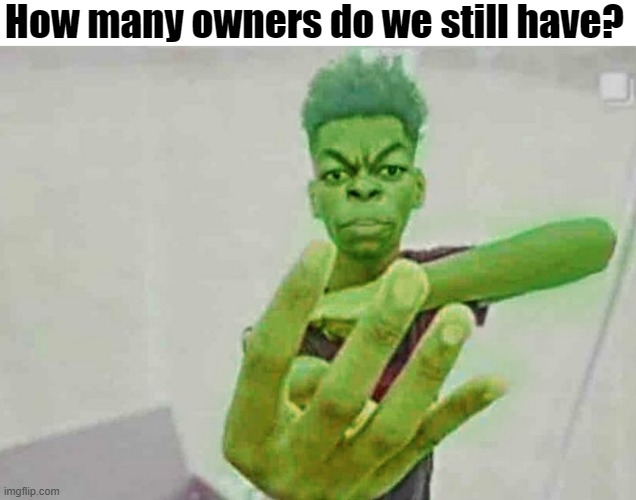 Beast Boy Holding Up 4 Fingers | How many owners do we still have? | image tagged in beast boy holding up 4 fingers | made w/ Imgflip meme maker