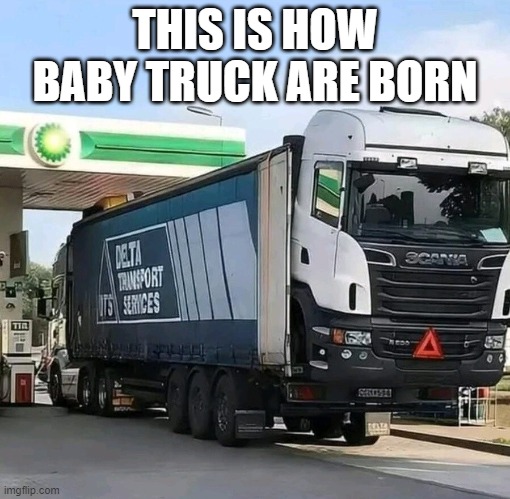 baby truck | THIS IS HOW BABY TRUCK ARE BORN | image tagged in hilarious memes | made w/ Imgflip meme maker