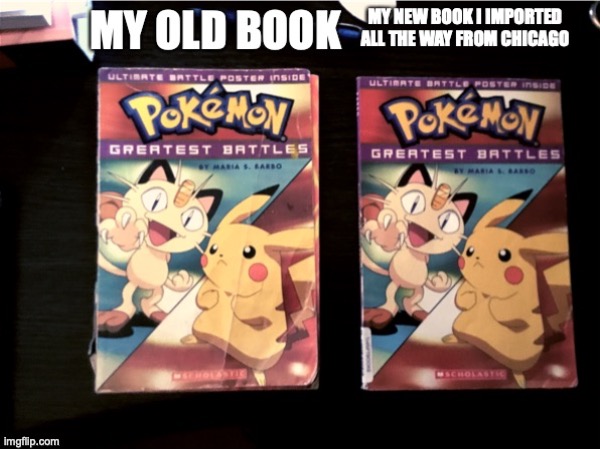 My new Pokémon book finally arrived | image tagged in pokemon,book,pokemon greatest battles,chicago | made w/ Imgflip meme maker