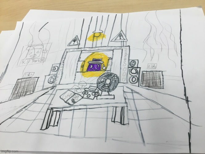 Bro just made the fnaf 2 office from memory with a twist (damn my marker is finna dying) | made w/ Imgflip meme maker