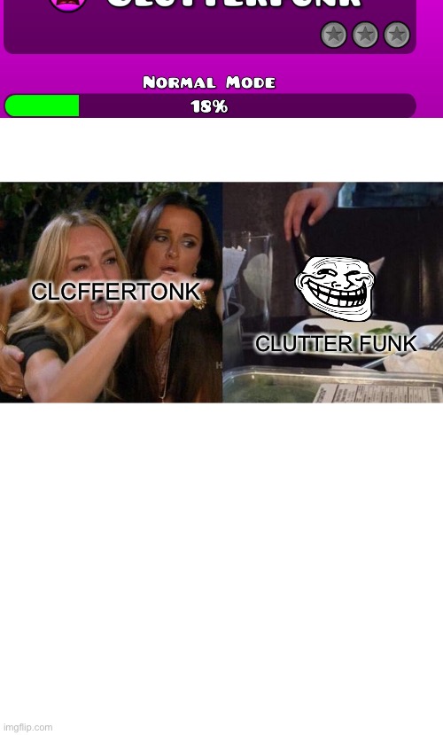 CLCFFERTONK; CLUTTER FUNK | image tagged in memes,woman yelling at cat,clutterfunk | made w/ Imgflip meme maker