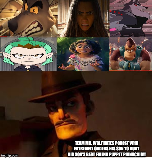 TEAM MR. WOLF HATES PODEST WHO EXTREMELY ORDERS HIS SON TO HURT HIS SON'S BEST FRIEND PUPPET PINNOCHIO!! | image tagged in change my mind | made w/ Imgflip meme maker