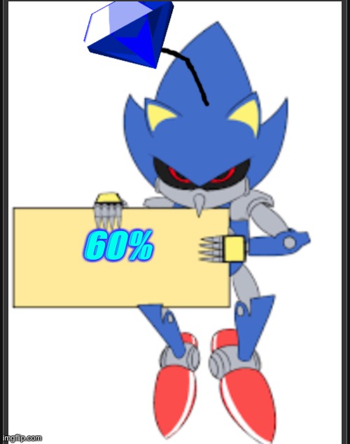 60% | image tagged in metal sonic doll holding sign | made w/ Imgflip meme maker