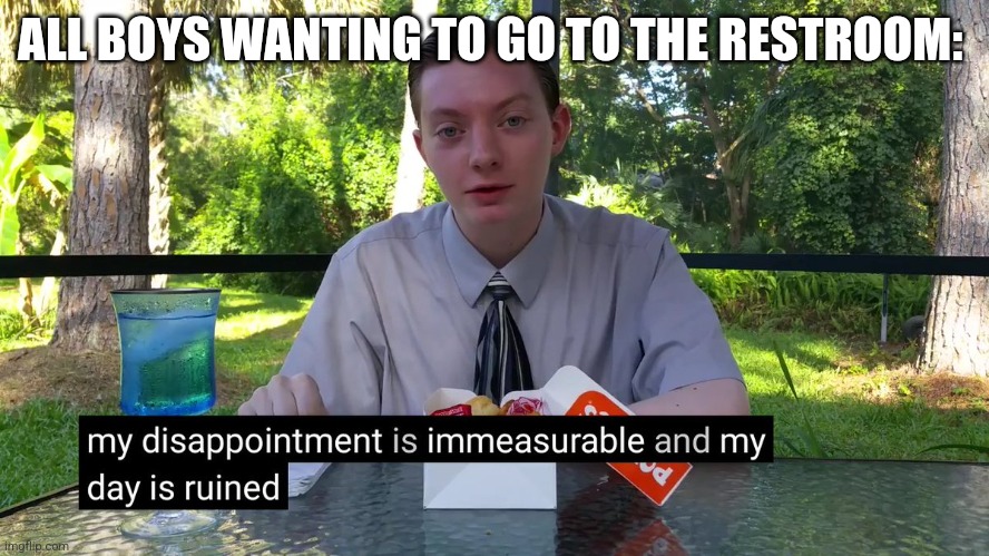 My Disappointment Is Immeasurable | ALL BOYS WANTING TO GO TO THE RESTROOM: | image tagged in my disappointment is immeasurable | made w/ Imgflip meme maker
