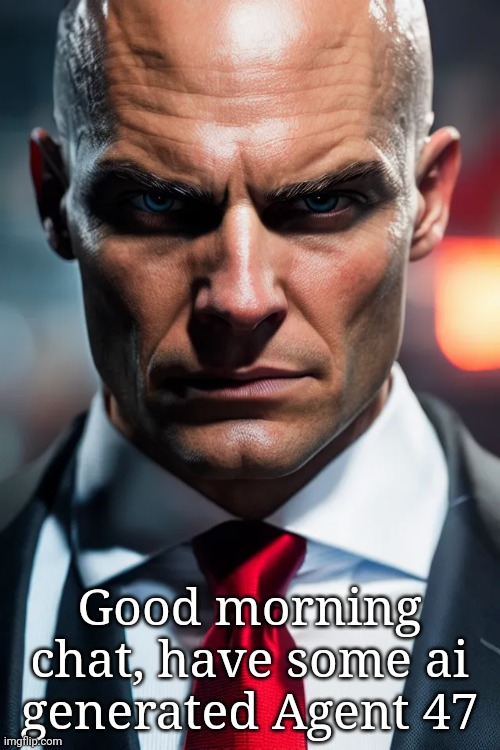 Good morning chat, have some ai generated Agent 47 | made w/ Imgflip meme maker