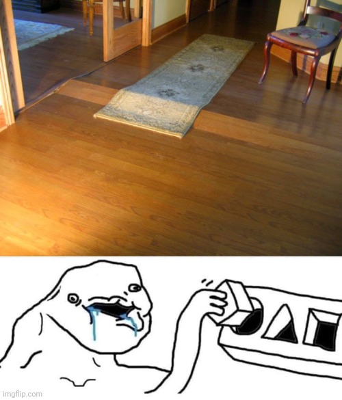 Wooden floor fail | image tagged in brainlet wojak constructor,wooden,wood,floor,you had one job,memes | made w/ Imgflip meme maker