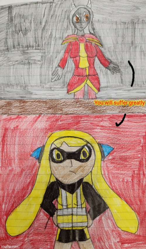 Yet another splatoon x calamity terraria artwork | You will suffer greatly | made w/ Imgflip meme maker