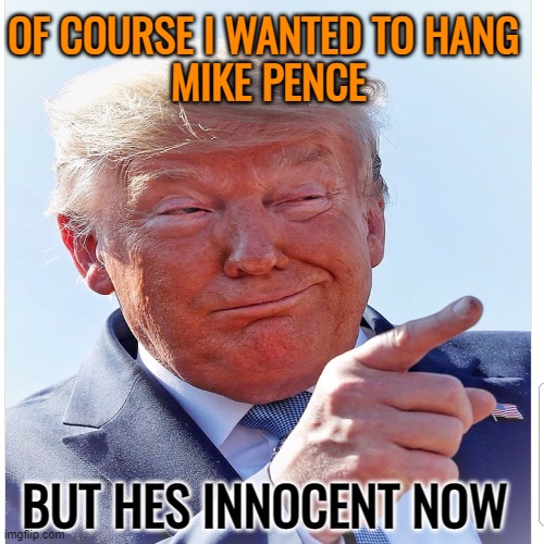 OF COURSE I WANTED TO HANG 
MIKE PENCE BUT HES INNOCENT NOW | made w/ Imgflip meme maker