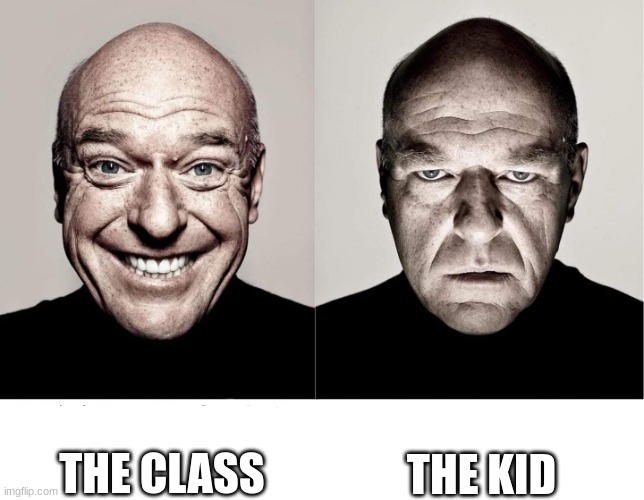breaking bad smile frown | THE CLASS THE KID | image tagged in breaking bad smile frown | made w/ Imgflip meme maker