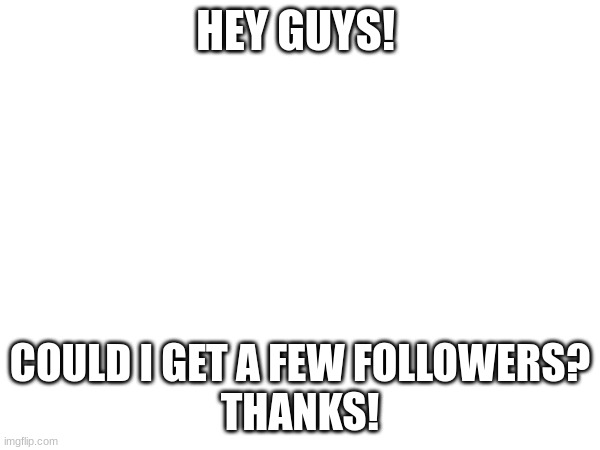 plz | HEY GUYS! COULD I GET A FEW FOLLOWERS?
THANKS! | image tagged in followers | made w/ Imgflip meme maker