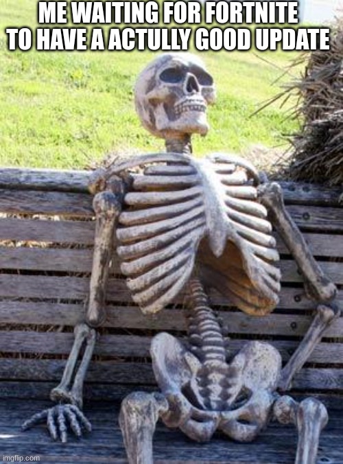 why | ME WAITING FOR FORTNITE TO HAVE A ACTULLY GOOD UPDATE | image tagged in memes,waiting skeleton | made w/ Imgflip meme maker