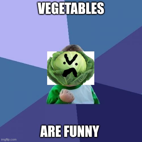 Cabbage is Funny! |  VEGETABLES; ARE FUNNY | image tagged in memes,success kid | made w/ Imgflip meme maker