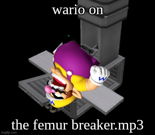 Femur Breaker |  wario on; the femur breaker.mp3 | image tagged in femur breaker | made w/ Imgflip meme maker