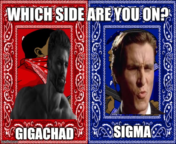 WHICH SIDE ARE YOU ON? | GIGACHAD; SIGMA | image tagged in which side are you on | made w/ Imgflip meme maker