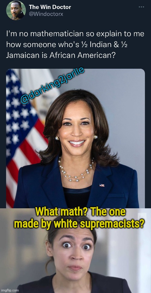 Math is racist. #StopRacism | @darking2jarlie; What math? The one made by white supremacists? | image tagged in liberal logic,liberals,kamala harris,racism,maths,america | made w/ Imgflip meme maker