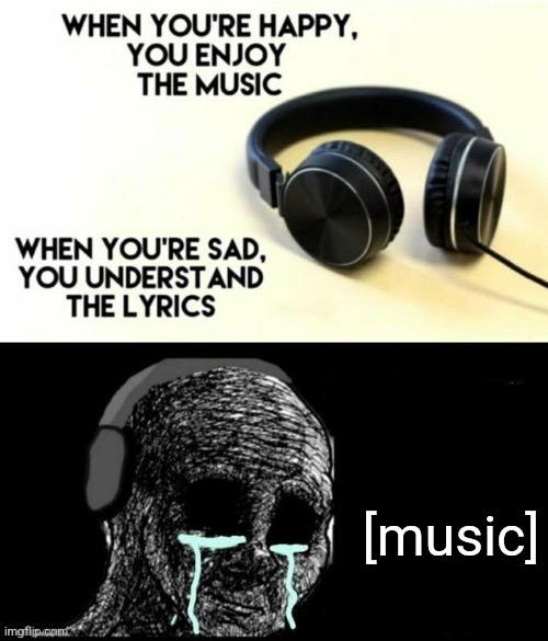 When your sad you understand the lyrics | [music] | image tagged in when your sad you understand the lyrics | made w/ Imgflip meme maker