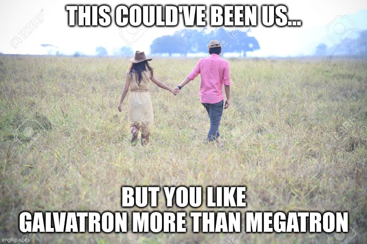 I'm out of ideas so know I'm just posting random crap that goes through my head | THIS COULD'VE BEEN US... BUT YOU LIKE GALVATRON MORE THAN MEGATRON | image tagged in this could be us but | made w/ Imgflip meme maker