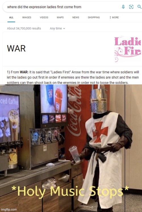 IT CAME FROM WAR?!?!? | image tagged in holy music stops,memes,funny,war,random,ladies | made w/ Imgflip meme maker