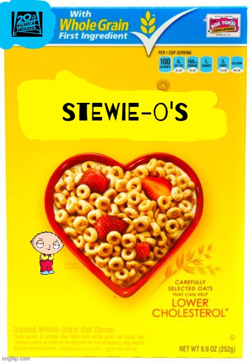 stewie-o's | STEWIE-O'S | image tagged in cheerios box,family guy,cereal,fake | made w/ Imgflip meme maker
