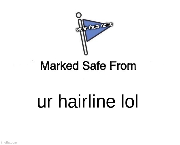 Marked Safe From | woah thats noice; ur hairline lol | image tagged in memes,marked safe from,hairline joke | made w/ Imgflip meme maker