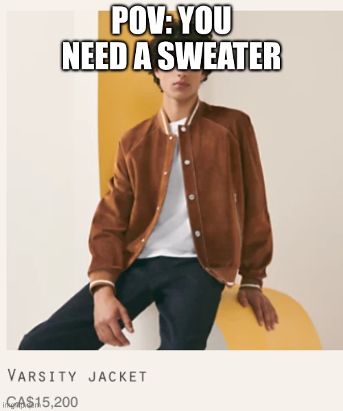 Why is is $15200 (yes it is real) | POV: YOU NEED A SWEATER | image tagged in money,pain,oh god why | made w/ Imgflip meme maker