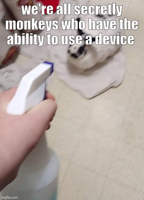 a | we're all secretly monkeys who have the ability to use a device | image tagged in juju | made w/ Imgflip meme maker