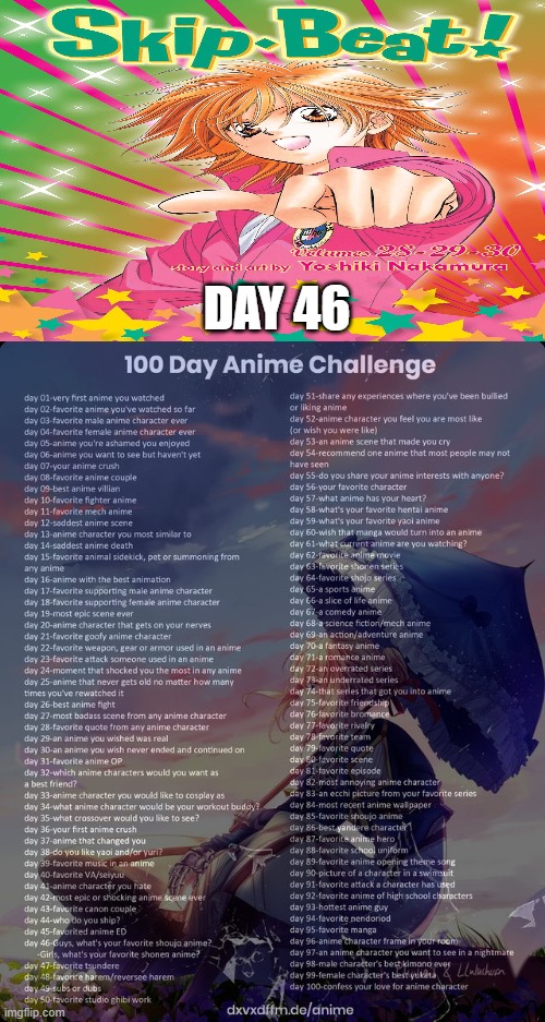 day 46 | DAY 46 | image tagged in 100 day anime challenge,anime | made w/ Imgflip meme maker