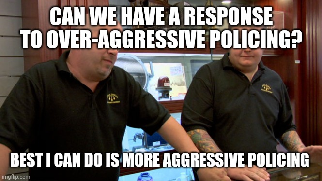 Pawn Stars Best I Can Do | BEST I CAN DO IS MORE AGGRESSIVE POLICING | image tagged in pawn stars best i can do | made w/ Imgflip meme maker