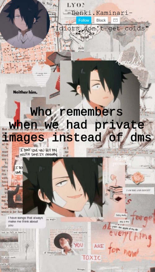 Ray temp (ty Corpse) | Who remembers when we had private images instead of dms | image tagged in ray temp ty corpse | made w/ Imgflip meme maker