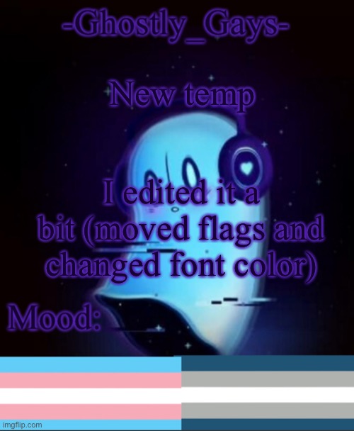 I’ll put person who mad the original in comments | New temp; I edited it a bit (moved flags and changed font color) | image tagged in napstablook ghostly gays temp | made w/ Imgflip meme maker