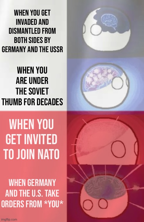 bruh | When you get invaded and dismantled from both sides by Germany and the USSR When you are under the Soviet thumb for decades When you get inv | made w/ Imgflip meme maker