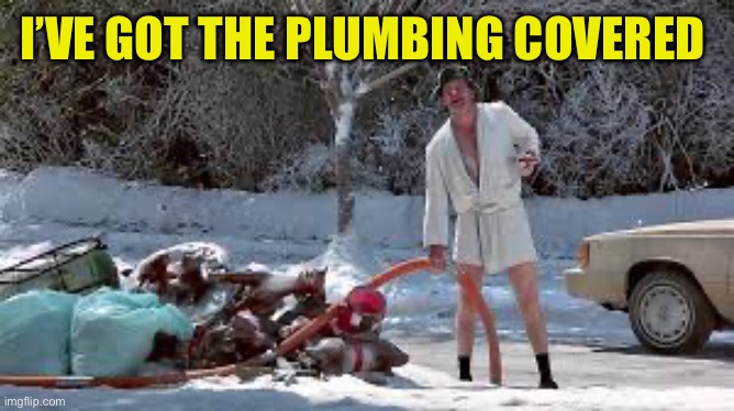 Christmas Vacation Uncle Eddie | I’VE GOT THE PLUMBING COVERED | image tagged in christmas vacation uncle eddie | made w/ Imgflip meme maker