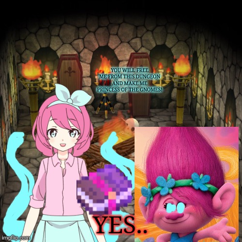 Animal crossing basement | YOU WILL FREE ME FROM THIS DUNGEON AND MAKE ME PRINCESS OF THE GNOMES! YES.. | image tagged in animal crossing basement | made w/ Imgflip meme maker
