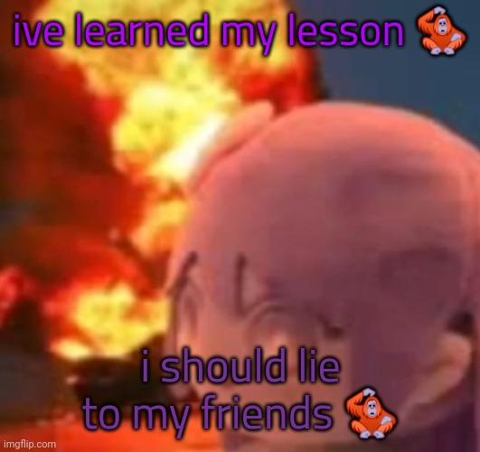 BALLS(mods are watching) (yes we know this) | ive learned my lesson 🦧; i should lie to my friends 🦧 | image tagged in msmg | made w/ Imgflip meme maker