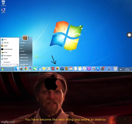 Made this in a simulator, i own a Mac | image tagged in you have become the very thing you swore to destroy,windows,apple,oh wow are you actually reading these tags | made w/ Imgflip meme maker