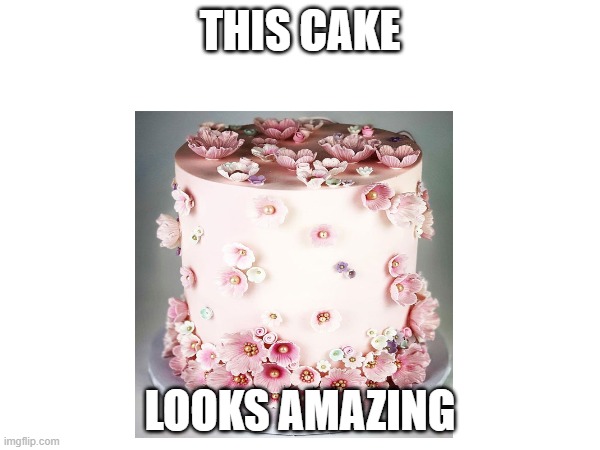 chocolate cake, or vanilla cake? | THIS CAKE; LOOKS AMAZING | image tagged in cake | made w/ Imgflip meme maker