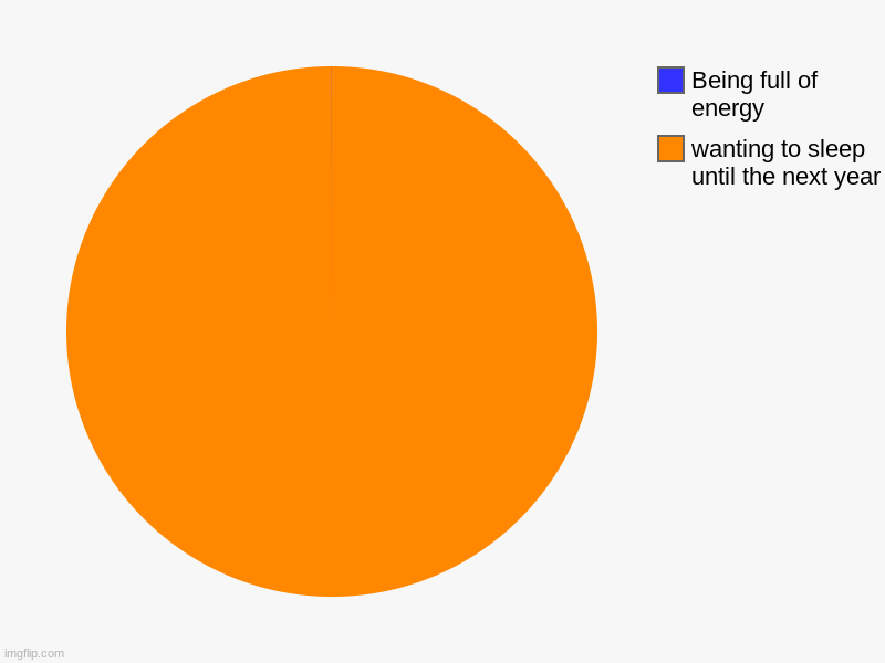 wanting to sleep until the next year, Being full of energy | image tagged in charts,pie charts | made w/ Imgflip chart maker