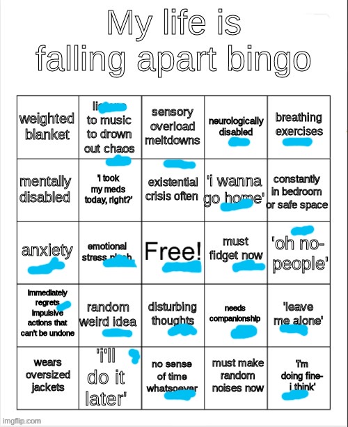 my life is falling apart bingo | image tagged in my life is falling apart bingo | made w/ Imgflip meme maker