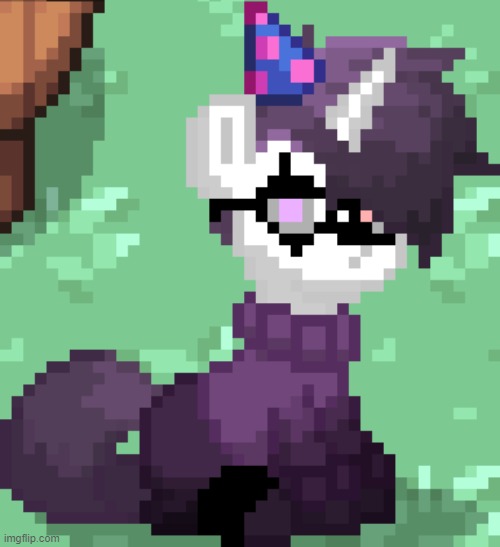 xgaster in pony town, with a party hat. Enjoy | made w/ Imgflip meme maker